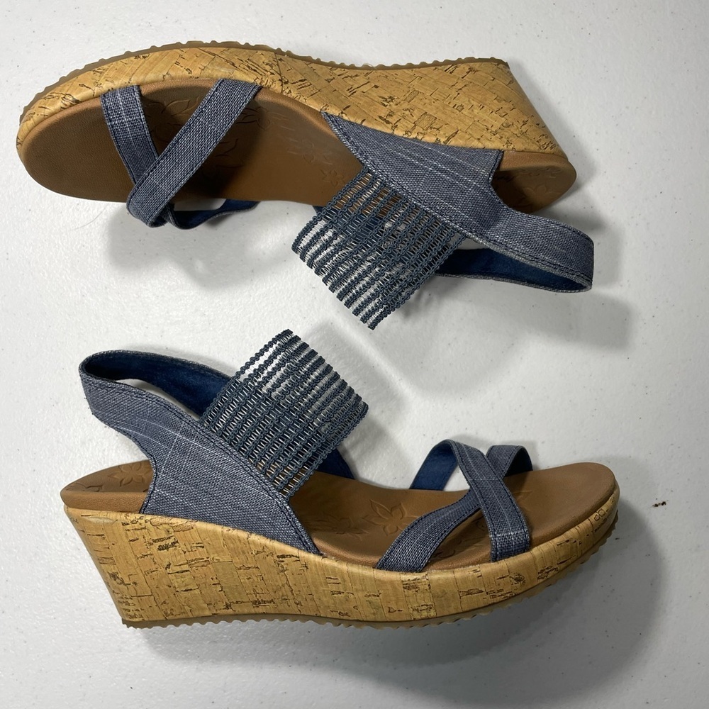 Cali Skechers Luxe Foam Women's Blue Sandals Size 8 SB-95 - Picture 5 of 7